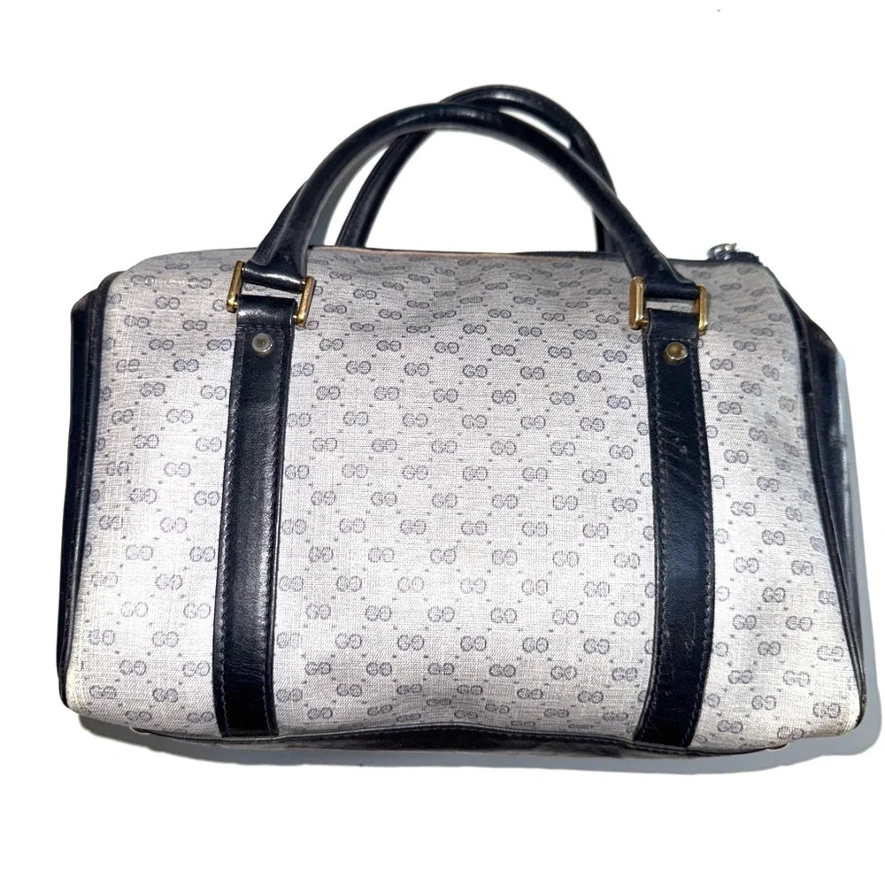 Vintage Gucci Blue Logo Boston Doctor Tote Bag Leather - Picture 2 of 16